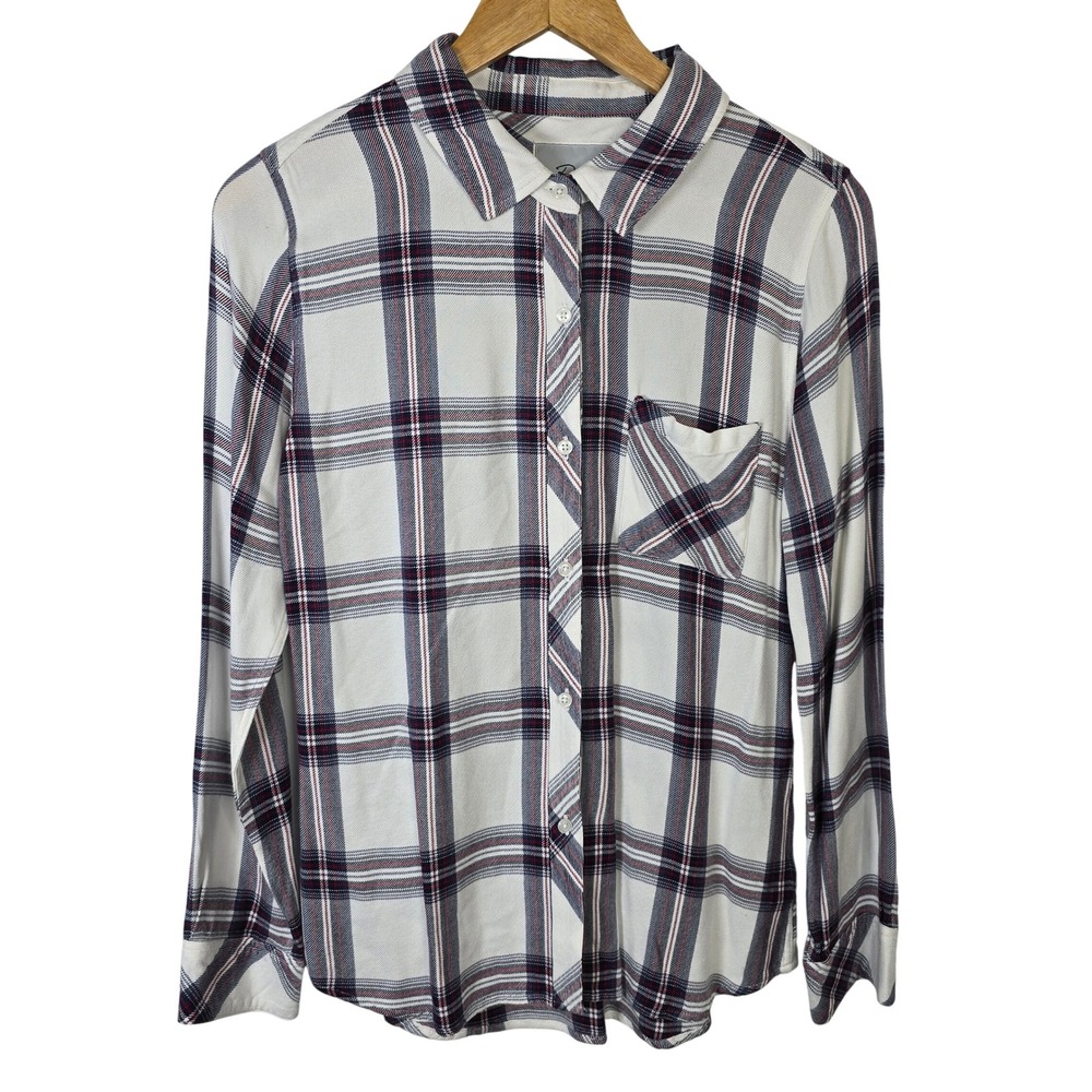 Rails Hunter White/Scarlet Plaid Button Down Shirt Women's Small White Red Blue - Picture 1 of 5